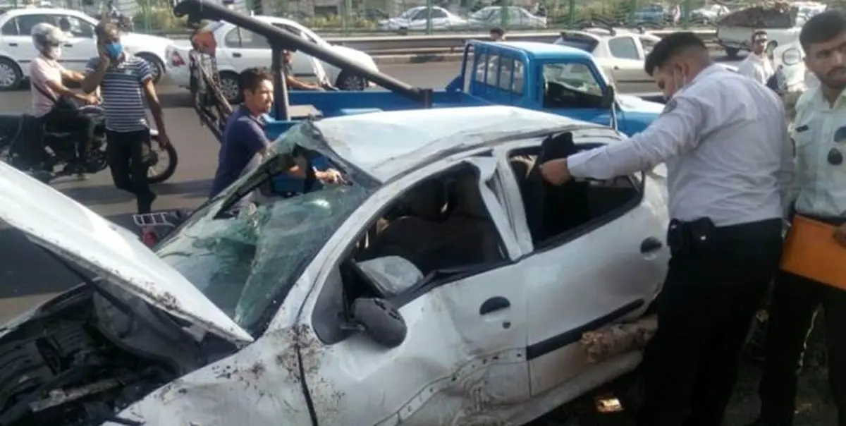 تصادف فجیع در بزرگراه بابایی تهران/ نجات معجزه آسای راننده پژو 206+ جزئیات