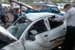 تصادف فجیع در بزرگراه بابایی تهران/ نجات معجزه آسای راننده پژو 206+ جزئیات