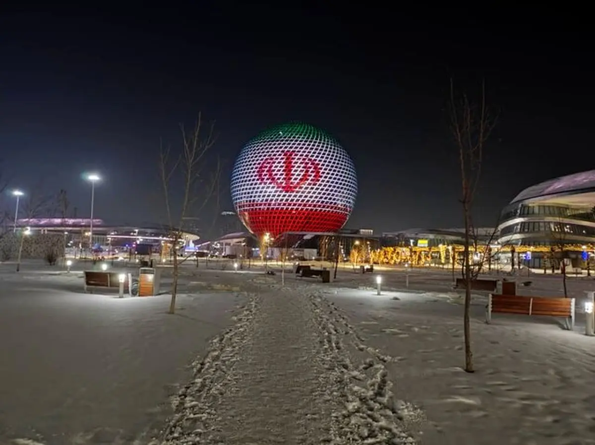پرچم ایران بر فراز ساختمان نورعالم و اکسپو قزاقستان به نمایش درآمد+عکس 