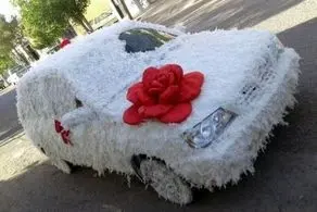 مسخره‌ترین تزئین ماشین عروسی که تا کنون دیده‌اید!+ عکس