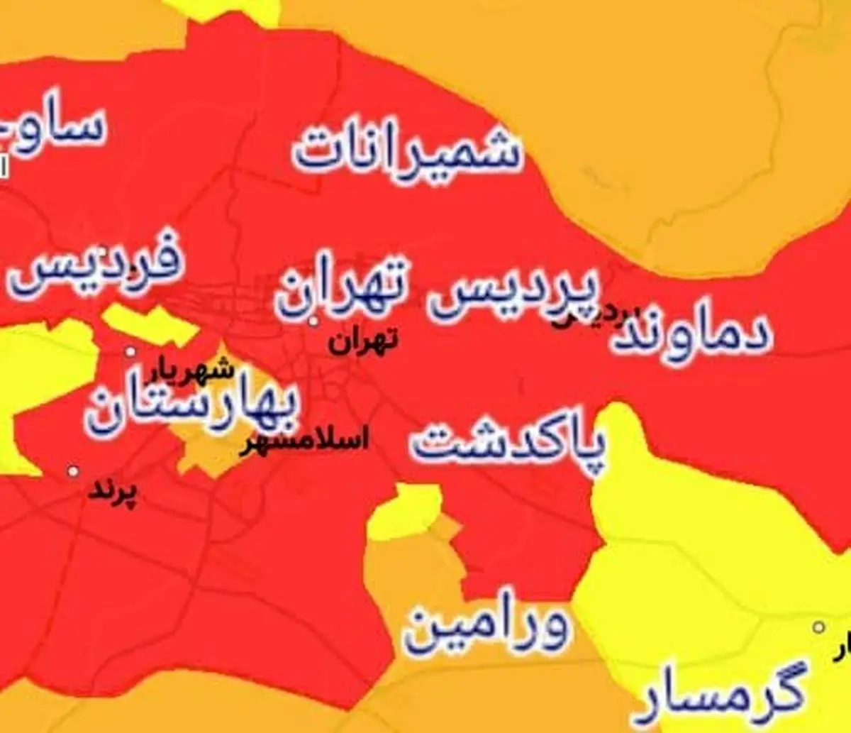 رنگ بندی کرونایی استان تهران از 16 فروردین 1400