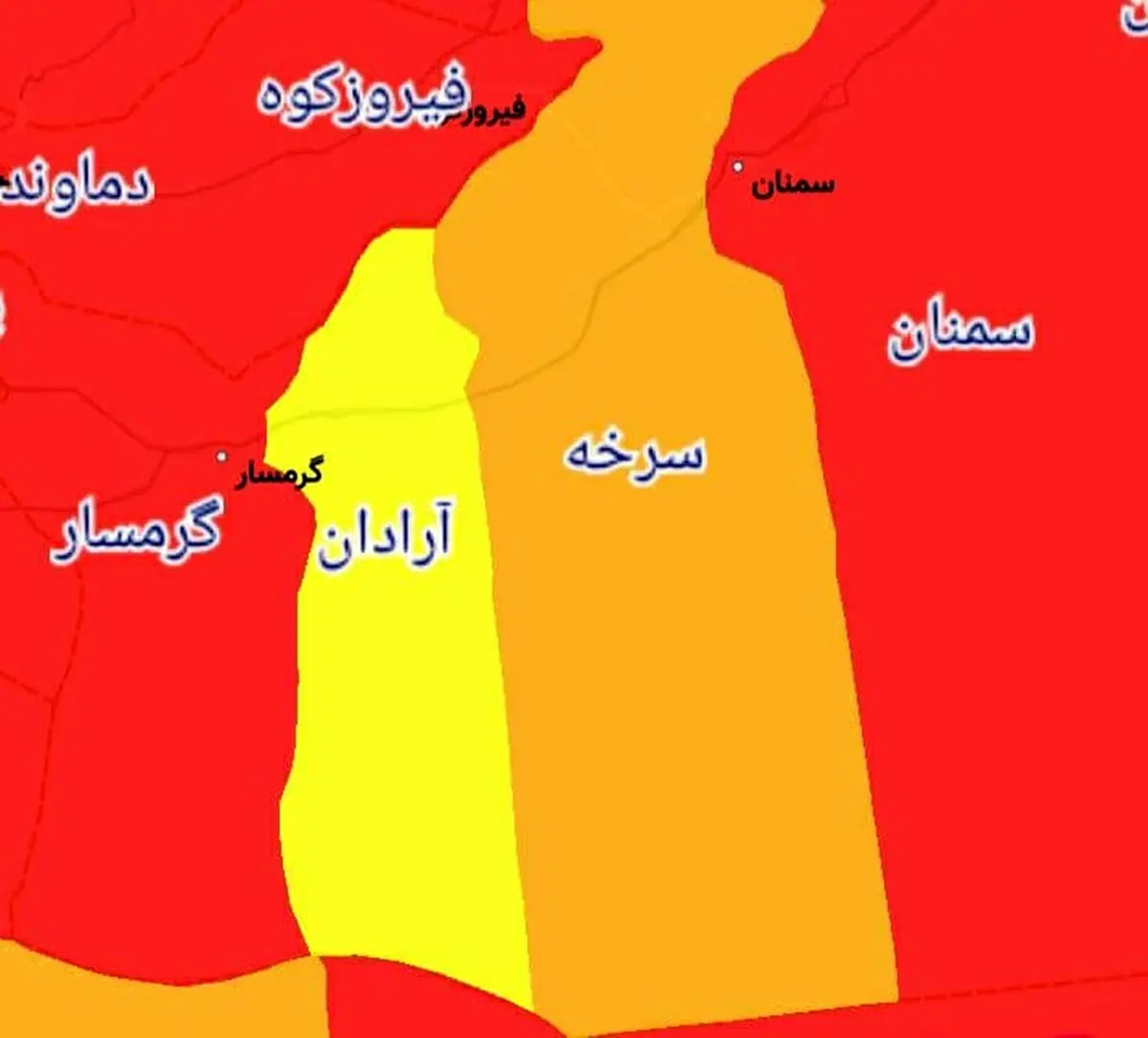 پاک ترین شهرستان استان سمنان از لحاظ کروناویروس تا 18 فروردین ماه