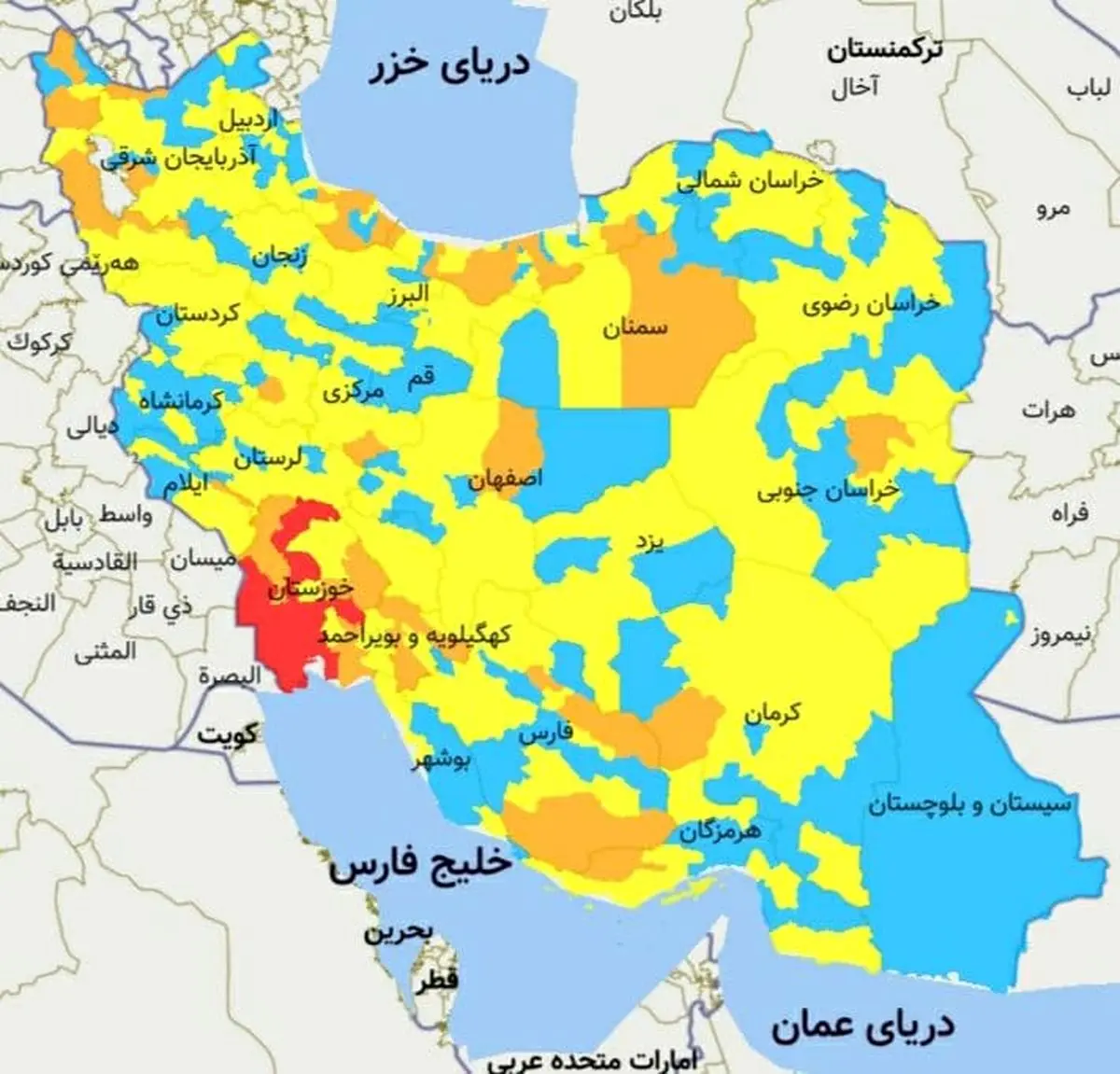 بیش از نیمی از استانهای کشور دارای مناطق نارنجی کرونایی هستند!