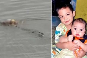 جسد کودک غرق شده را یک تمساح به امدادگران تحویل داد! +فیلم