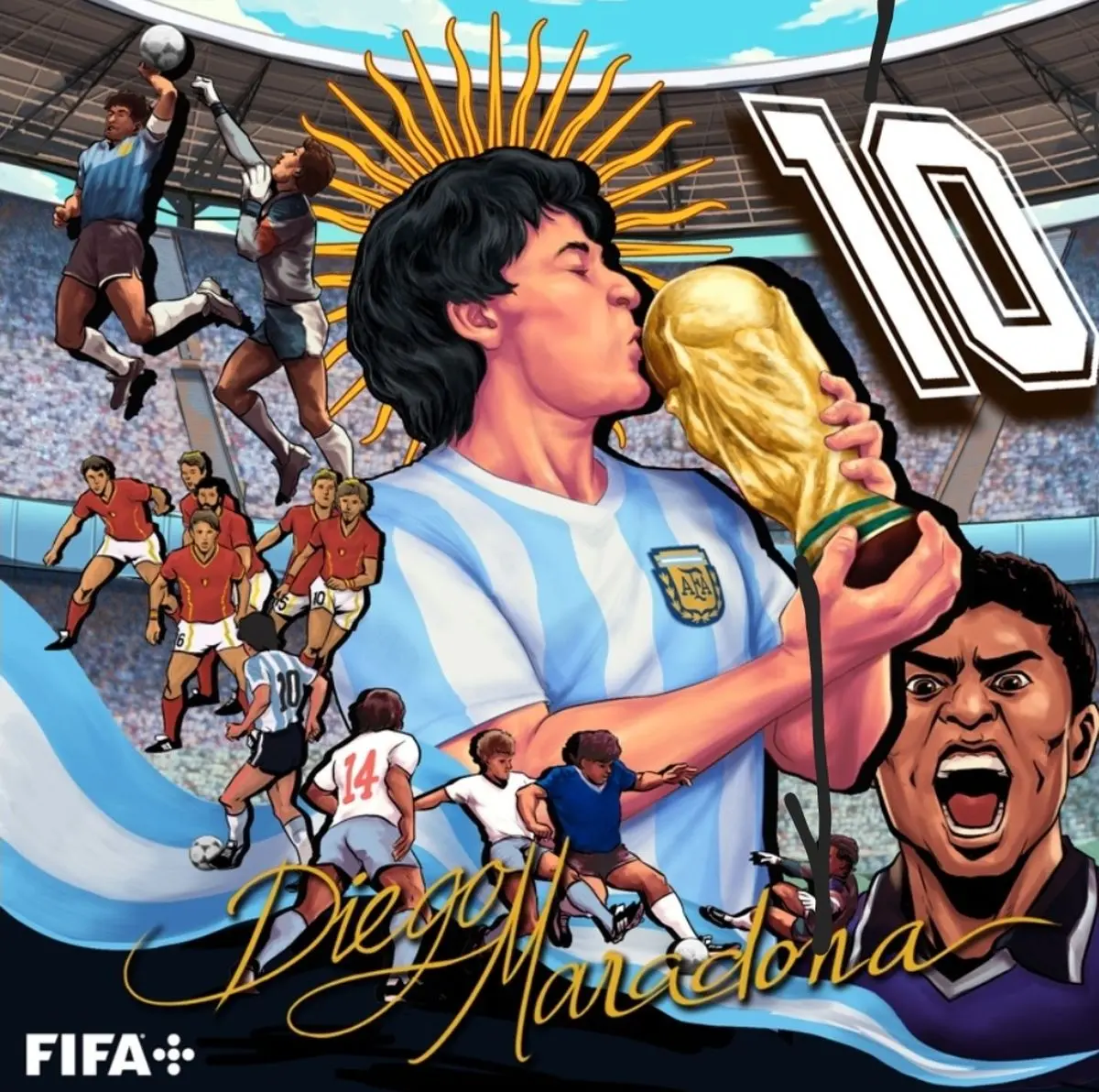 .پوستر زیبای فیفا برای سالگرد تولد مارادونا