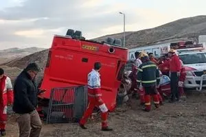 حادثه هولناک واژگونی اتوبوس کرمان ایرانشهر/تعداد کشته ها