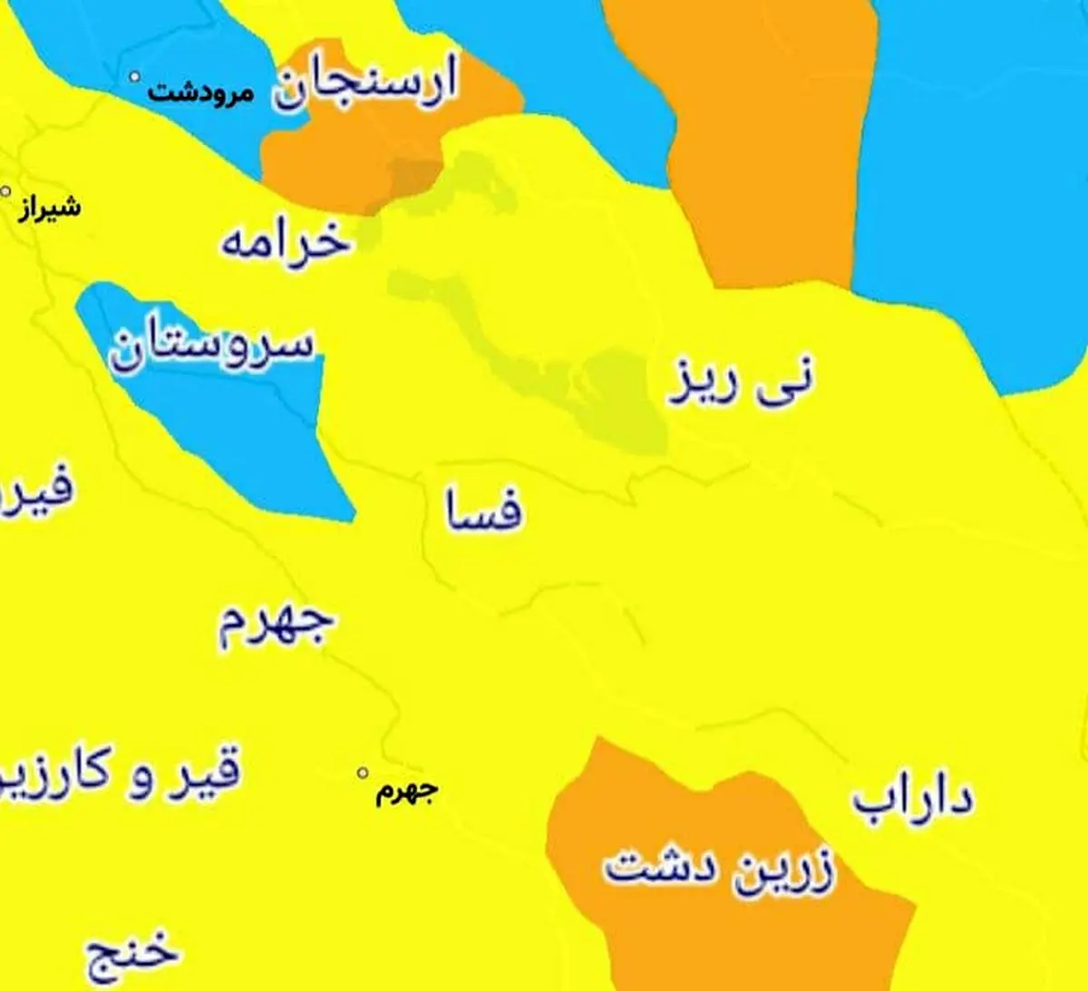 اسامی شهر‌های ممنوعه استان فارس برای سفر نوروزی 1400