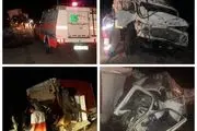 مرگ 2 نفر در تصادف شاخ به شاخ کامیون‌ها 