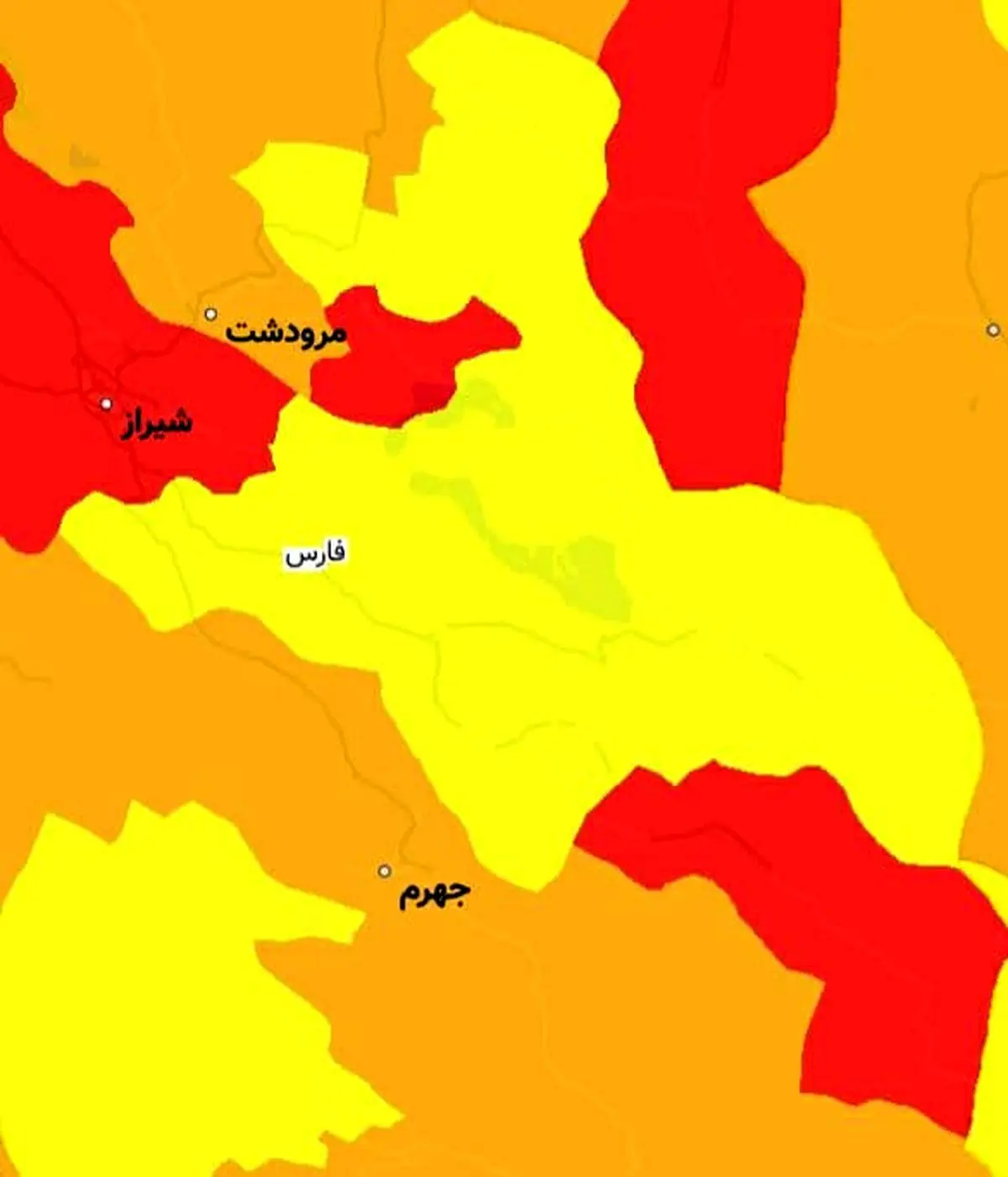 رنگ بندی کرونایی استان فارس از 16 فروردین 1400