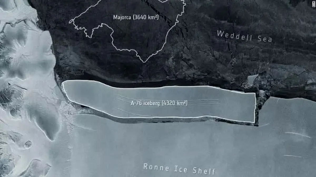 جدایی بزرگترین کوه یخ دنیا از قطب جنوب