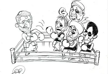 کاریکاتور بی ادبانه ستاد جلیلی بعد از مناظره با مسعود پزشکیان + عکس 