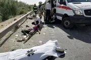 تصادف فجیع و دلخراش اتوبوس و تریلر در کردستان