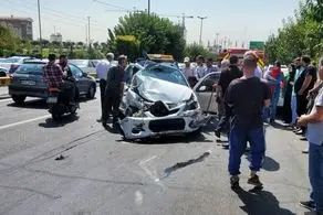 یک کامیون 6 خودرو در بزرگراه اشرفی اصفهانی تهران را نابود کرد!+فیلم