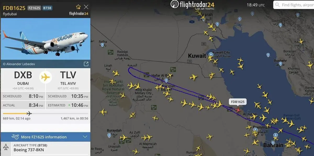 فوری/ پرواز دبی-تل‌آویو تغییر مسیر داد!