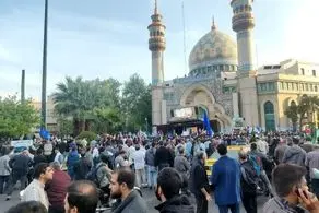 تجمع مردم تهران در مقابل مسجد امام صادق (ع) میدان فلسطین + ببینید 