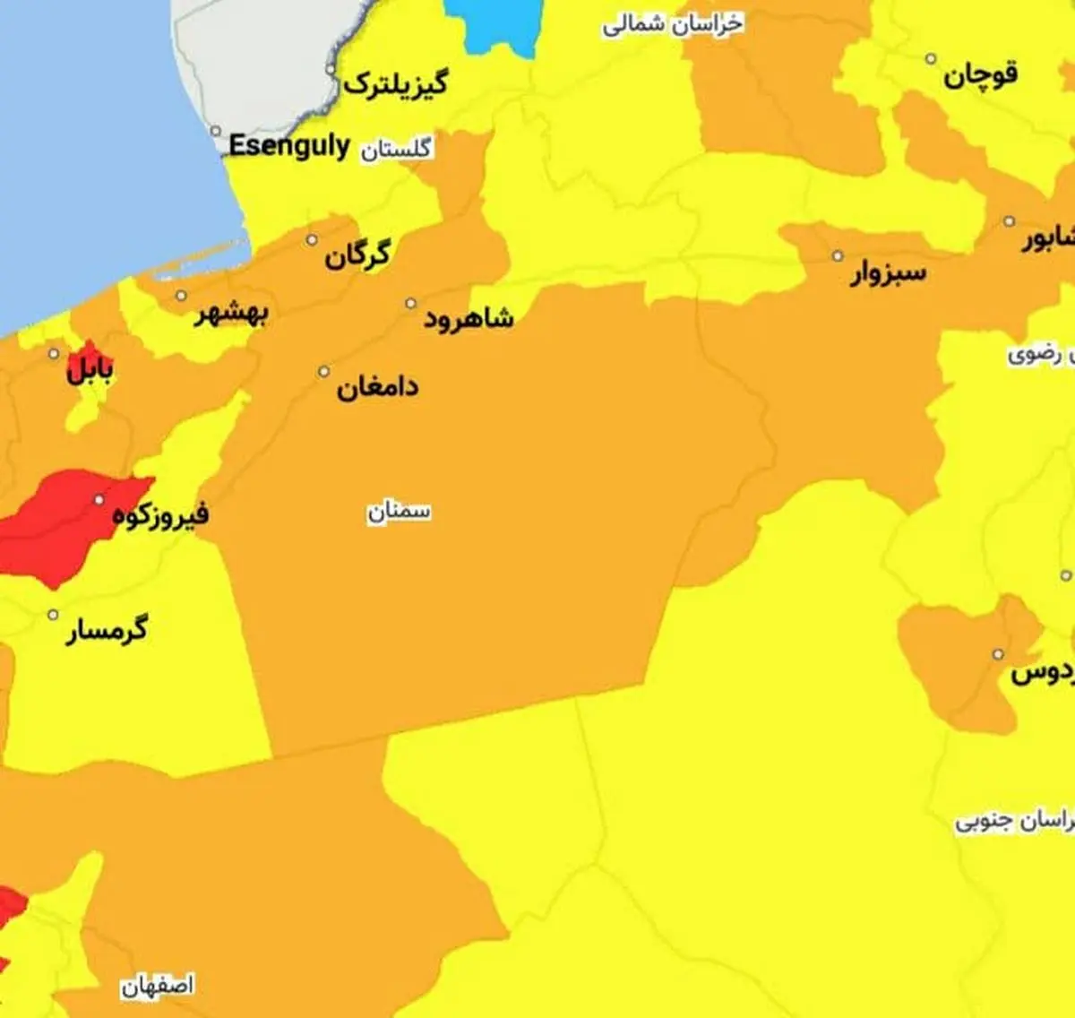 رنگ بندی کرونایی استان سمنان از 16 فروردین 1400