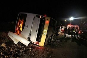 تصادف هولناک اتوبوس تهران - سنندج در جاده دهگلان