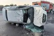 پرواز مرگبار خودرو تیبا در جنوب تهران+عکس
