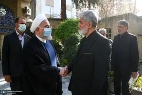 روحانی در مراسم چهلم همسر شهید مطهری+عکس