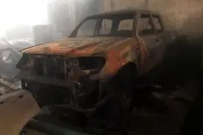 حریق گسترده در انبار لوازم یدکی خودرو در جاده قدیم کرج