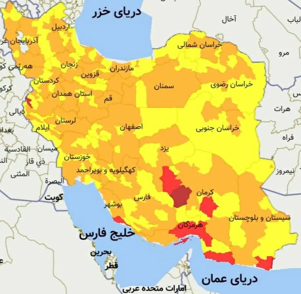 این 13 شهر از 8 خرداد ماه قرمز کرونایی هستند !