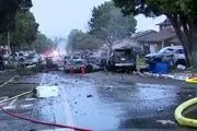 سقوط هواپیما  منجر به آتش سوزی و خسارت به ١۵ خانه شد!