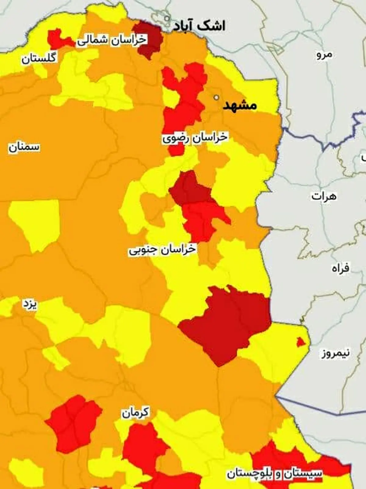 این شهرها در شرق کشور هنوز قرمز کرونایی هستند!