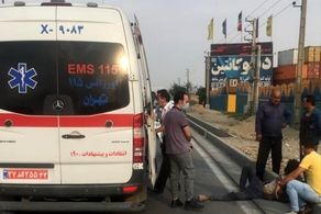 تصادف خودرو با عابر پیاده در بزرگراه آزادگان
